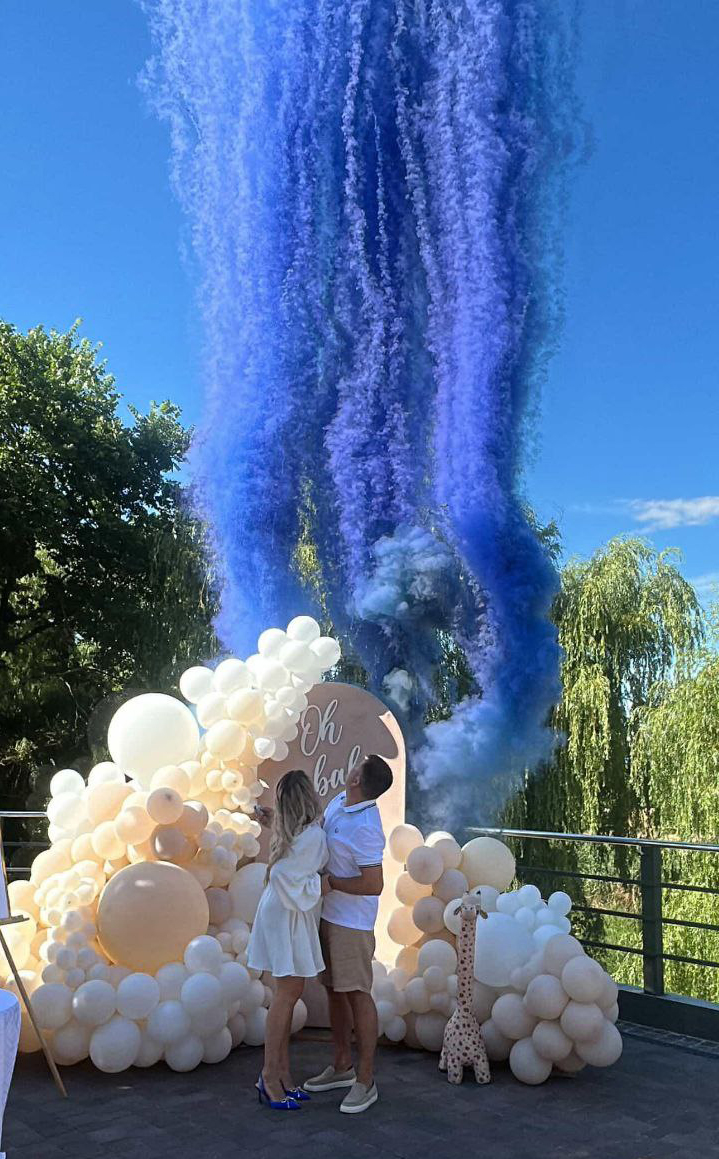 Blue-flash Выстрел цветным дымом на Гендер Пати, голубой дым, 15 метров Дымовые вспышки